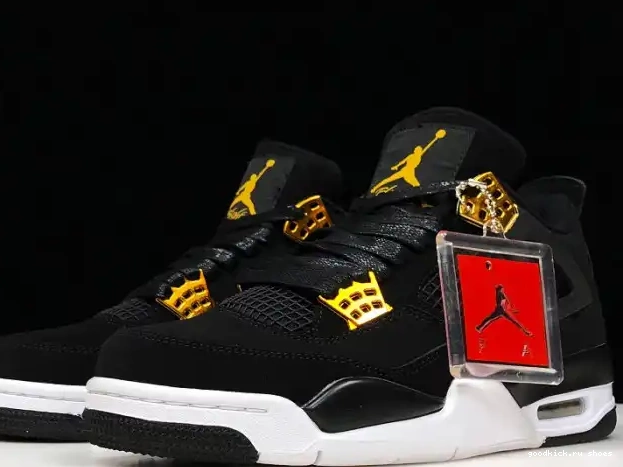 308497-032 Air 4 Royalty Gold-White Black Metallic Jordan 0327